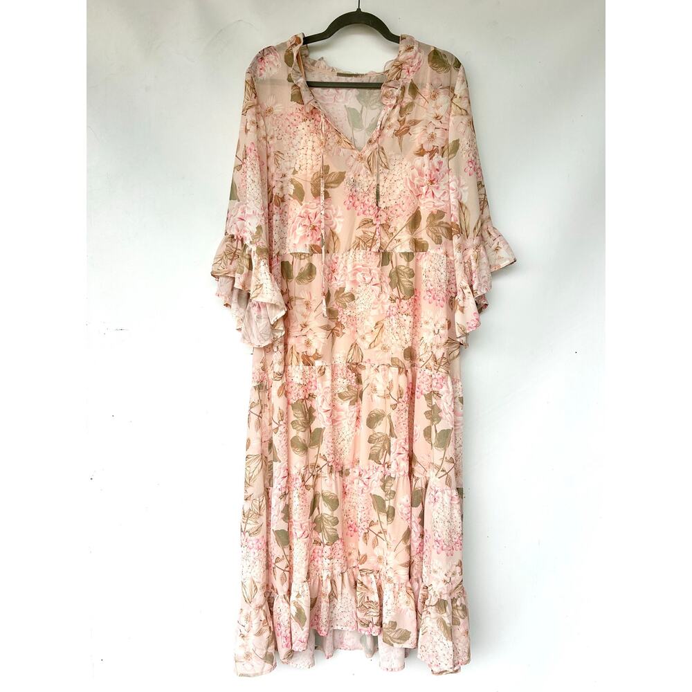 Show Me Your Mumu Viola Hydrangea Maxi Dress Pink Floral Wedding Guest Large - Picture 2 of 8